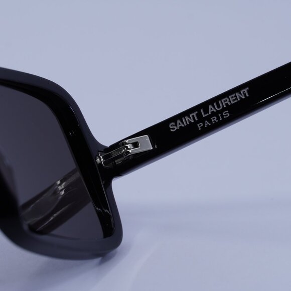 Saint Laurent SL332 001 Sunglasses Black Rectangle Frame, Black Lenses - Picture 9 of 11